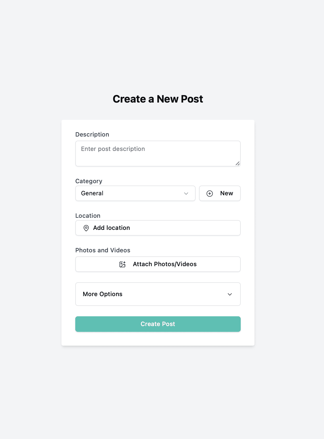 Create post interface